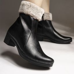 Shoetopia Fur Detailed Zipper Boots - Black-image-63