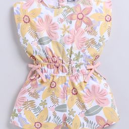 Snuggly MONKEY 100% Cotton Jersey Knit Sleeveless Floral Printed Jumpsuit - White-image-20