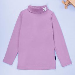 Kiddopanti Cotton Lycra Knit Full Sleeves Smiley Patch Detailed Skivi Tee - Dark Lilac-image-11