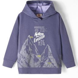 Rikidoos Full Sleeves Mountains & Typography Printed Hooded Light Winter Sweatshirt - Blue-picture-17