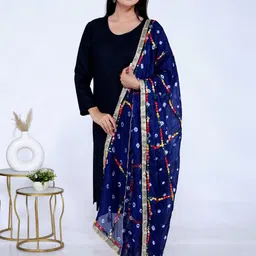 VL SAREES Embroidered Bandhani Dupatta with Mirror Work-picture-51