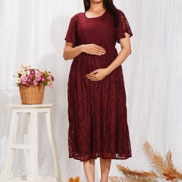 MomsBae Women Solid Fit & Flare Dress-image-99