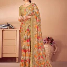 KALINI Abstract Printed Saree With Zari Border-1