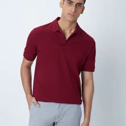 WES Casuals by Westside Maroon Relaxed-Fit Polo T-Shirt-image-85