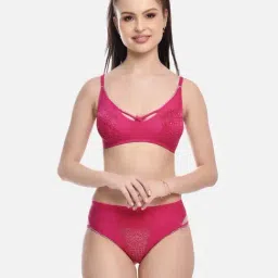 FIMS: Fashion is my Style Pink Lace Work Lingerie Set-image-84