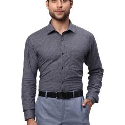 Park Avenue Dark Grey Slim Fit Checks Shirt-picture-36