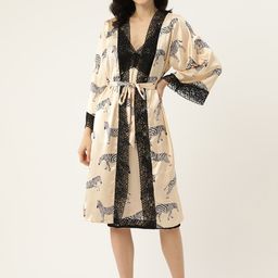 Ms.Lingies Conversational Printed Satin Nightdress with Robe-picture-36