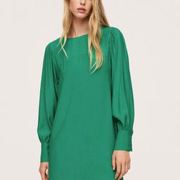 MANGO Green Solid A-Line Dress-image-29