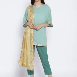 WEAVERS VILLA Beige & Golden Embellished Dupatta-picture-17
