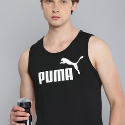 Puma ESS Brand Logo Printed Pure Cotton Training or Gym T-shirt-image-95