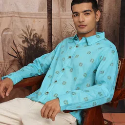 Sangria Men Geometric Textured Pure Cotton Casual Shirt-image-36