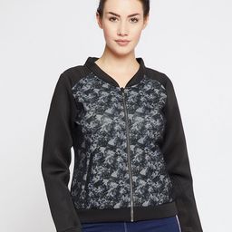RARE Women Black Printed Bomber-image-90