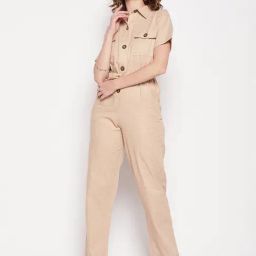 MADAME Beige Cotton Jumpsuit-image-81
