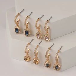 ToniQ Classic Gold-Plated Drop Earrings for Women - Set of 4-image-17