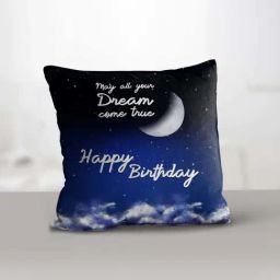eCraftIndia Blue Polyester Half Moon Digital Printed Cushion Cover With Cushion Filler-12
