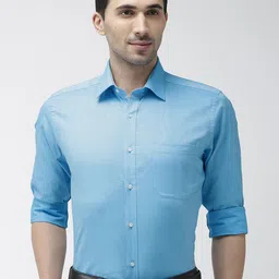 Raymond Men Blue Slim Fit Solid Formal Shirt-image-47
