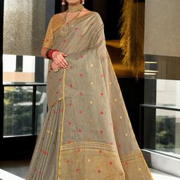Anouk Woven Design Zari Linen Blend Saree-image-26