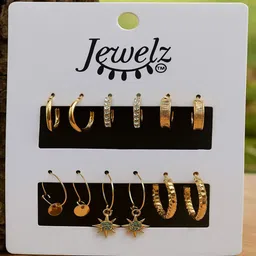 Jewelz Set Of 6 Gold-Plated Semi Circular Half Hoop Earrings-image-43