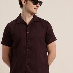 HERE&NOW Self Design Textured Opaque Casual Shirt-picture-0