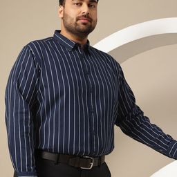 Sztori Men Plus Size Premium Striped Pure Cotton Formal Shirt-image-36