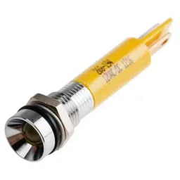 RS PRO Yellow Panel Mount Indicator 12 V, Mounting Hole Size 8 mm, Termination Type Solder Tab, IP Rating IP67, Model No 208194-12