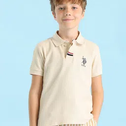 U.S. Polo Assn. Kids Boys Solid Polo Collar Cotton Regular Fit T-shirt-picture-17