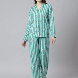 Cation Green Printed Shirt With Pyjamas-image-20
