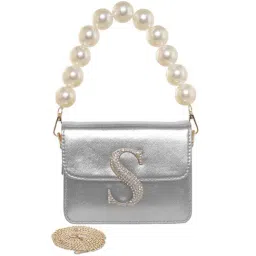 Esbeda Silver Embellished Small Sling Handbag-10