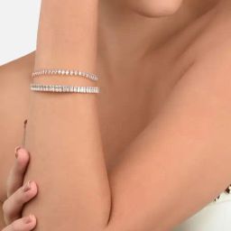 Zaveri Pearls Set of 2 Rose Gold Cubic Zirconia Contemporary Tennis Bracelets - ZPFK13437-44