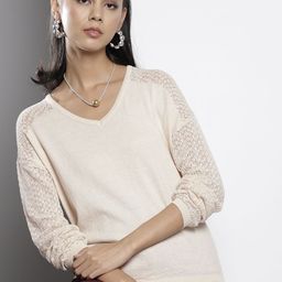 SASSAFRAS Women Beige  V-Neck Sweater-image-27