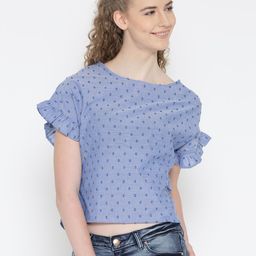 Noi Women Blue Self-Design Crop Top-image-39