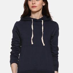 Campus Sutra Women Blue Solid Hooded Sweatshirt-image-57