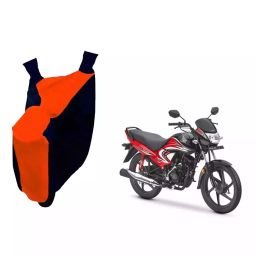 Auto Pearl Waterproof Two Wheeler Cover For Honda Dream Yuga (Orange & Blue)-image-85