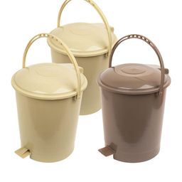 Kuber Industries 3 Pieces Beige & Brown Pedal Wet & Dry Dustbin 10 L-28