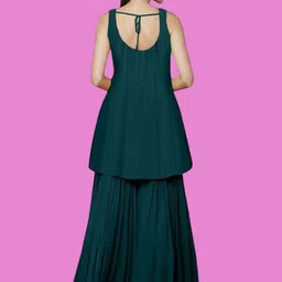 PARROT CREATION Embroidered Straight Sequinned Kurti With Sharara And Dupatta image 5