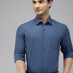 Arrow Manhattan Slim Fit Self Striped Pure Cotton Formal Shirt-image-75