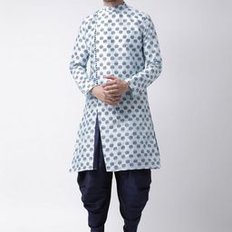 DEYANN Men Blue & Navy Blue Printed Kurta with Patiala-image-46