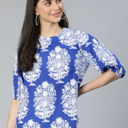 Oxolloxo Blue Viscose Printed Top-image-98