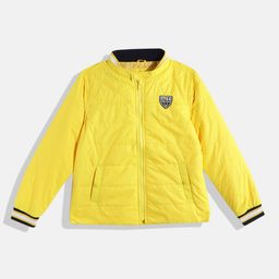 Allen Solly Junior Boys Yellow Solid Padded Jacket with Patchwork-image-43