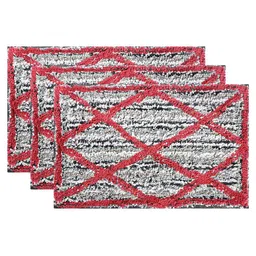 Kuber Industries Red & Grey 3 Pieces MicrofibreAnti Skid Mat For Bathroom-85