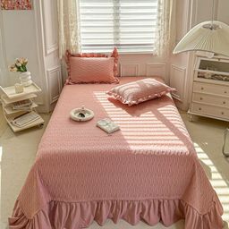 JC HOME Peach-Colored 162 TC Double Queen Bed Covers-image-63