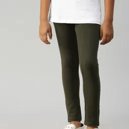 Kryptic Girls Olive Green Solid Ankle-Length Leggings-picture-16