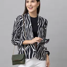 PURYS Animal Printed Open Front Shrug-14