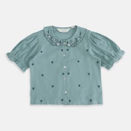 AKKRITI BY PANTALOONS Peter Pan Collar Puff Sleeve Cotton Top-image-16