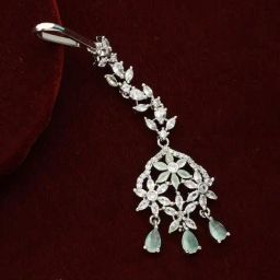 Aatmana Rhodium-Plated Pink & White AD Studded Maang Tikka for Women-image-13