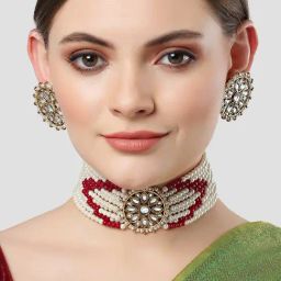 Karatcart Red Necklace & Earring Set for Women-22