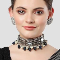 Karatcart Blue Necklace & Earring Set for Women-image-41