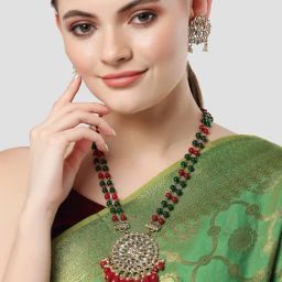 Karatcart Red Necklace & Earring Set for Women-22