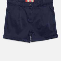 Peppermint Girls Navy Blue Solid Regular Fit Regular Shorts-image-35