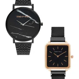 JOKER & WITCH Black & Gold Toned Gabriel and Emily Couple Watches Gift Set-image-11